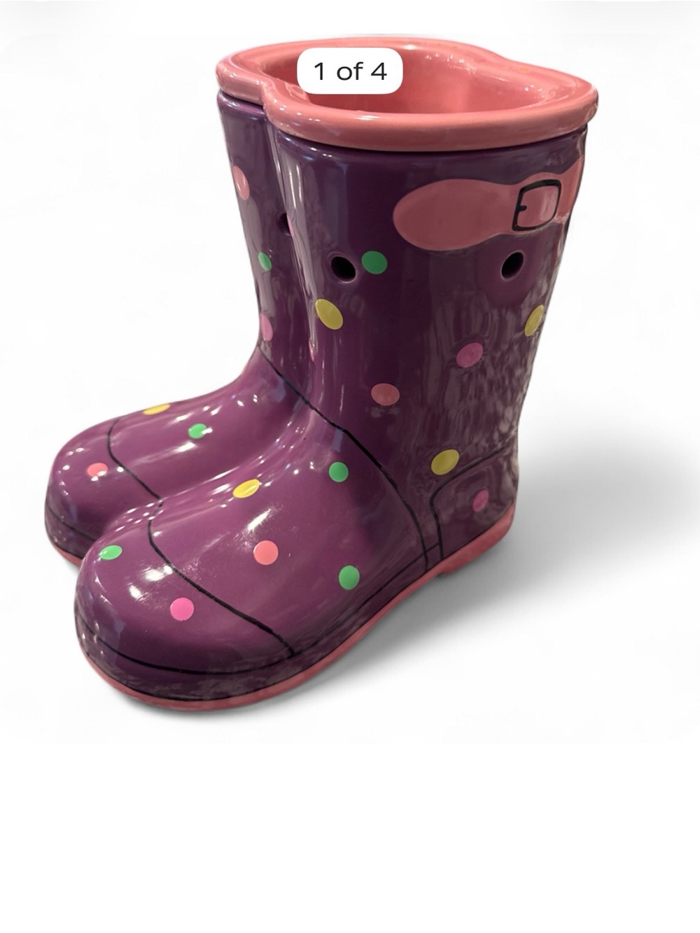 Scentsy Purple Polka Dot Rain boot Wax Warmer